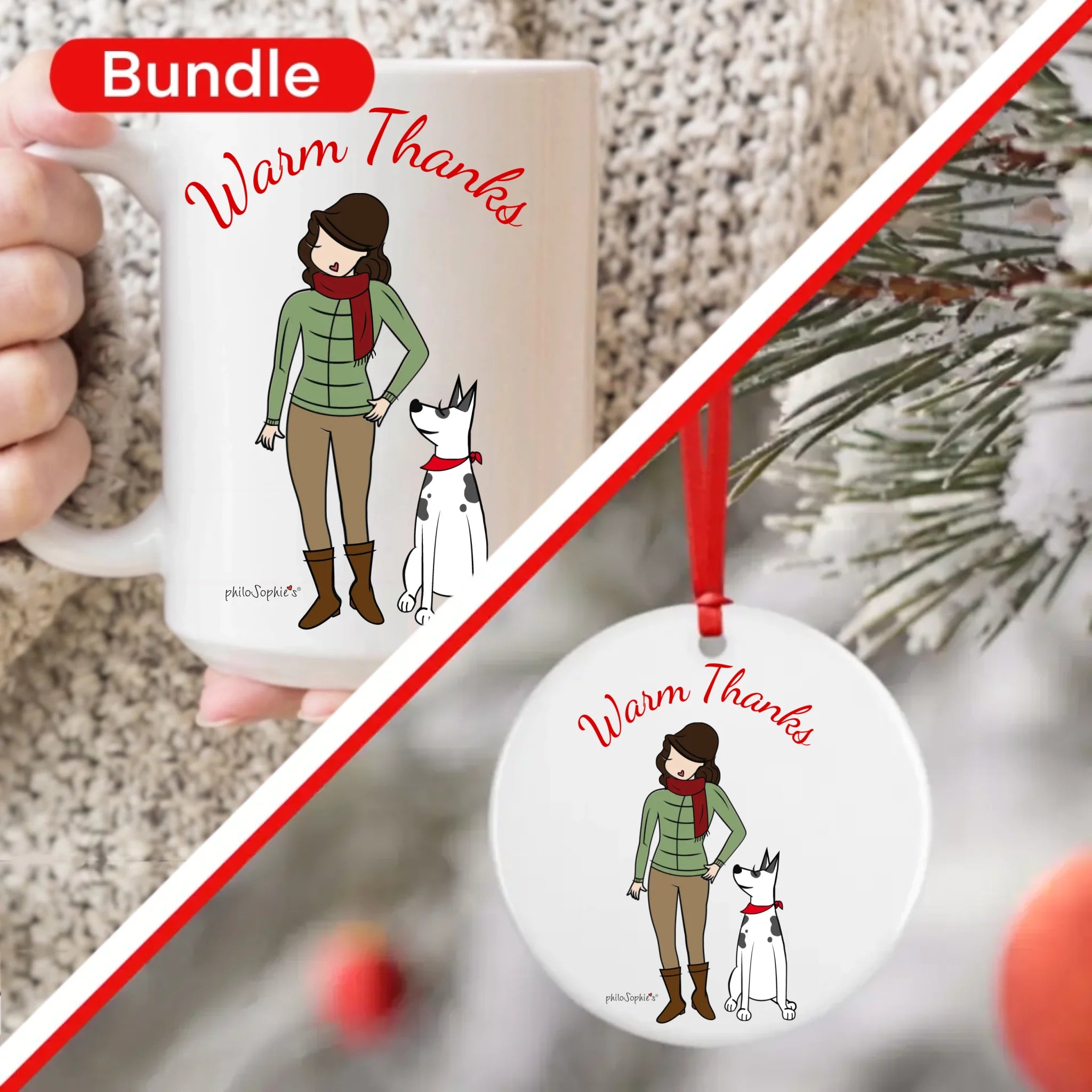 Gift Bundle - Warm Thanks Ceramic Mug and Ornament