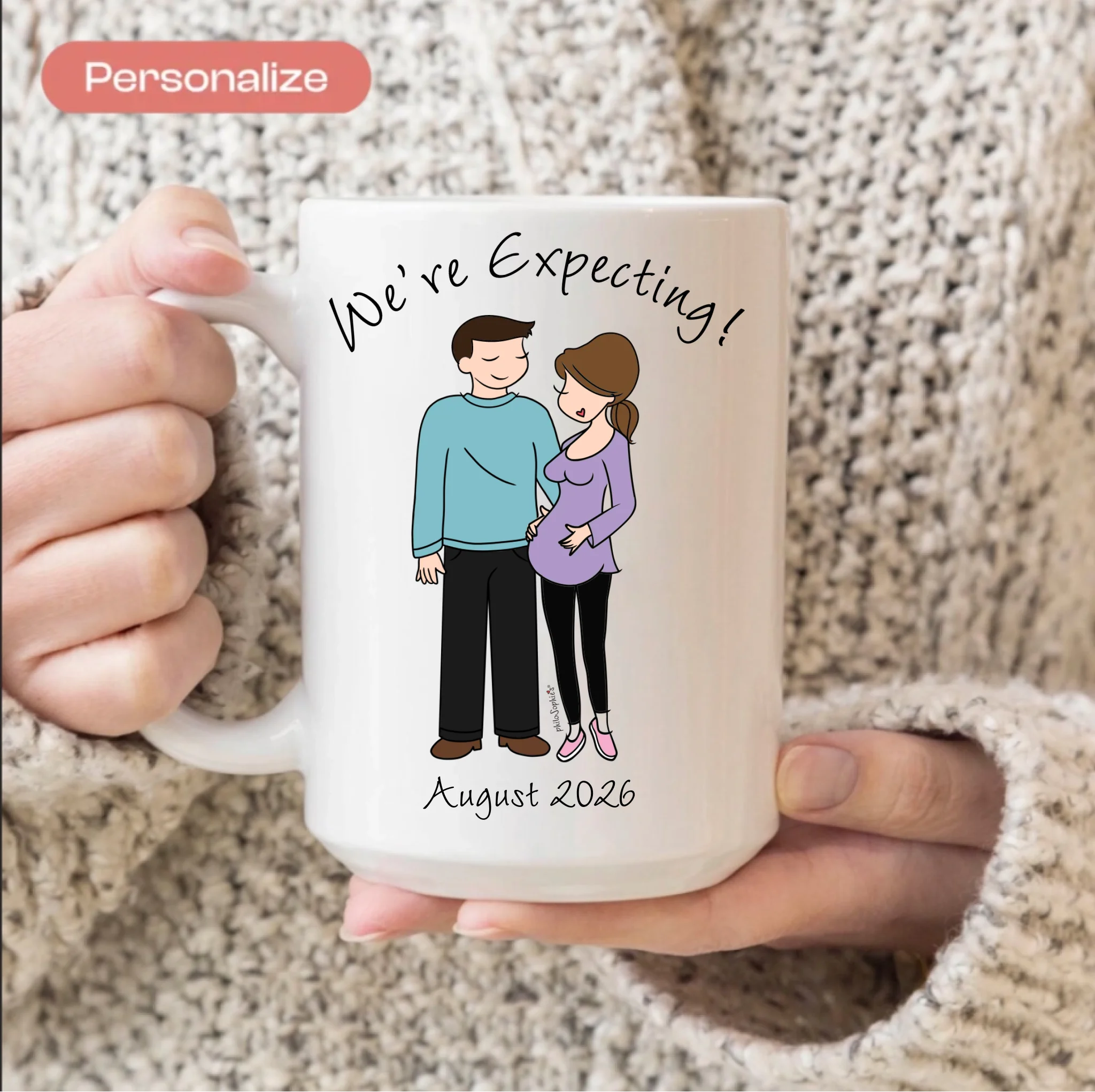 Mug and Ornament Gift Bundle - Expecting Baby, Couple, Family