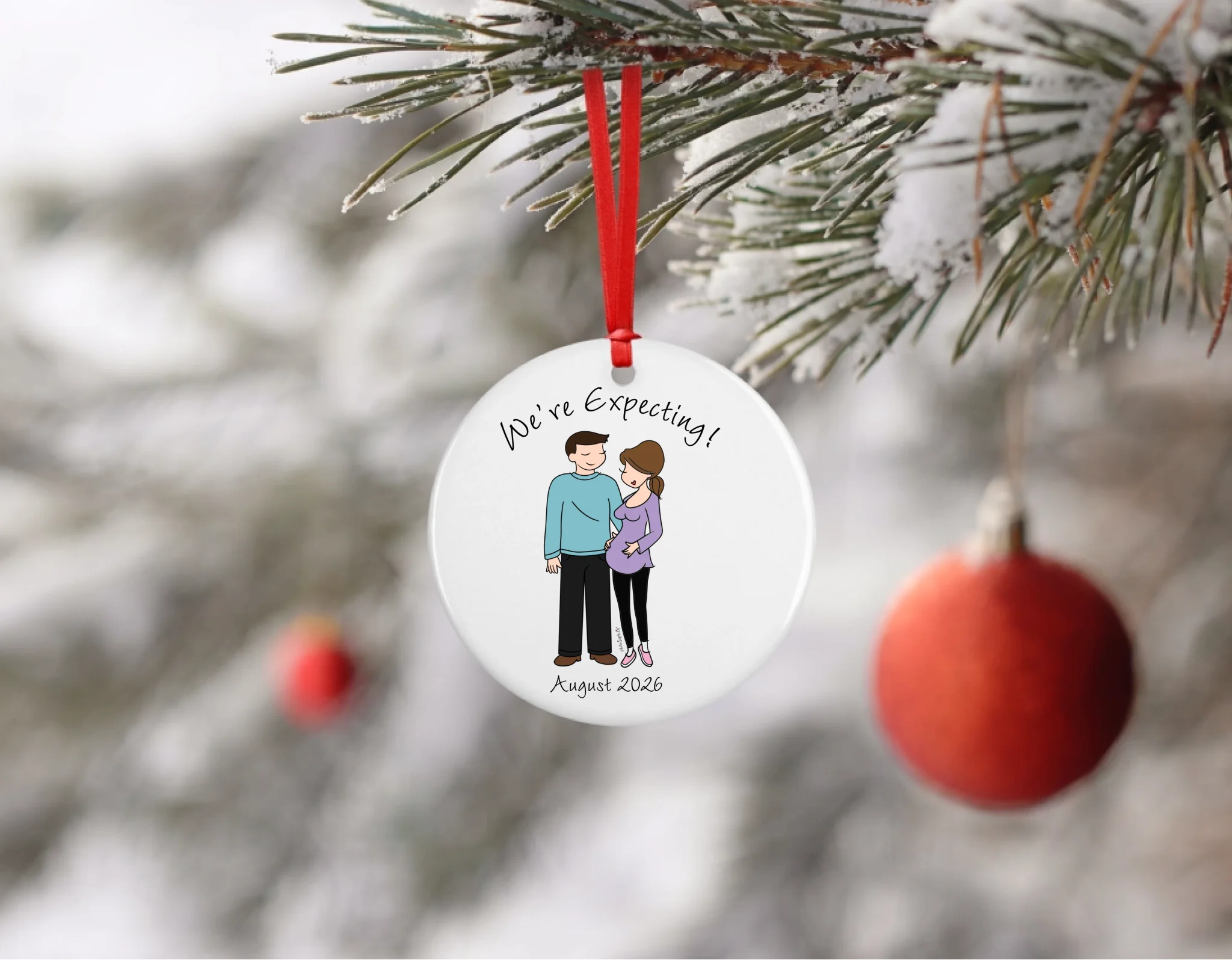 Mug and Ornament Gift Bundle - Expecting Baby, Couple, Family