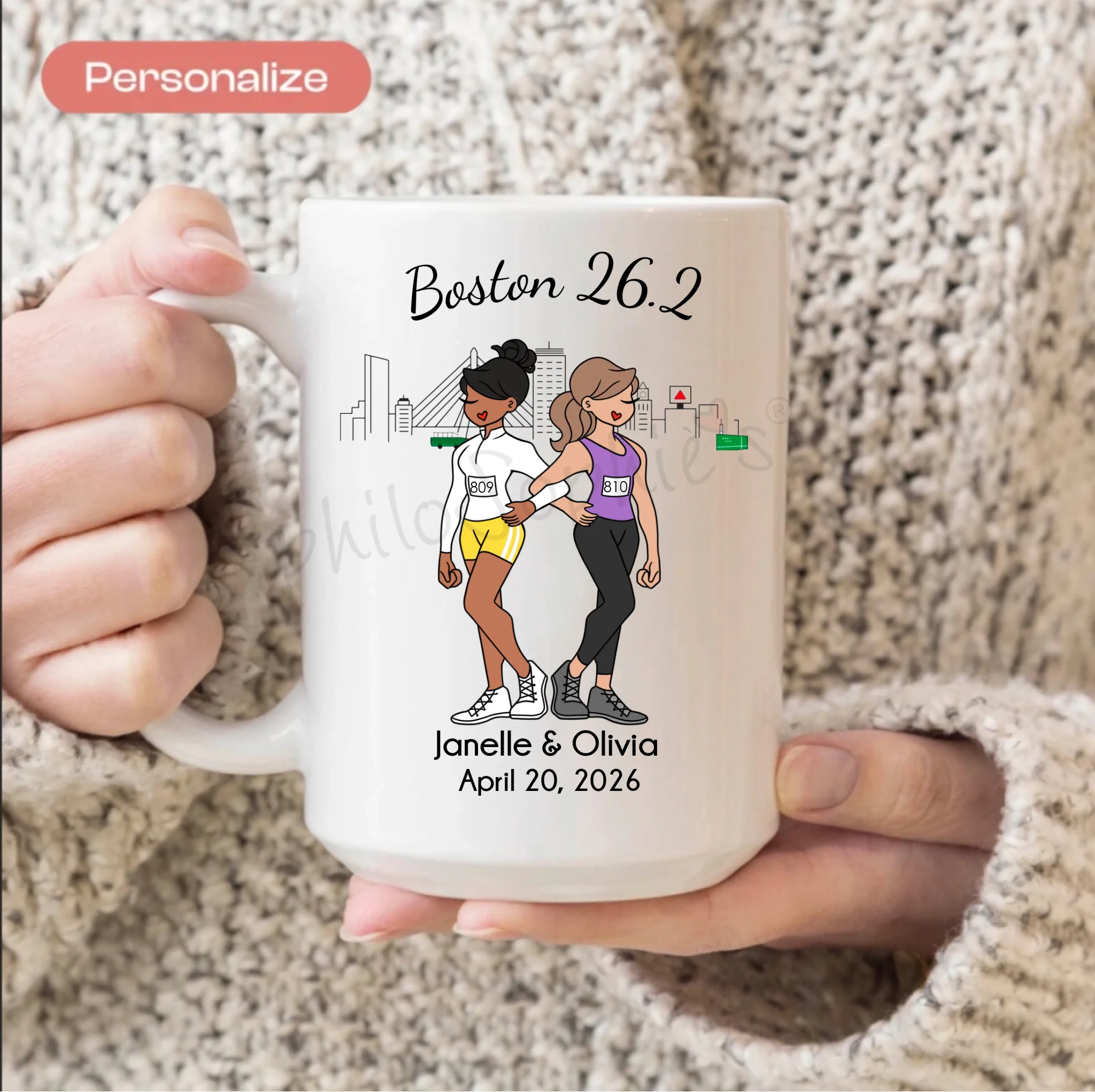 Personalized Ceramic Mug - Boston Friends, Sisters, Teammates