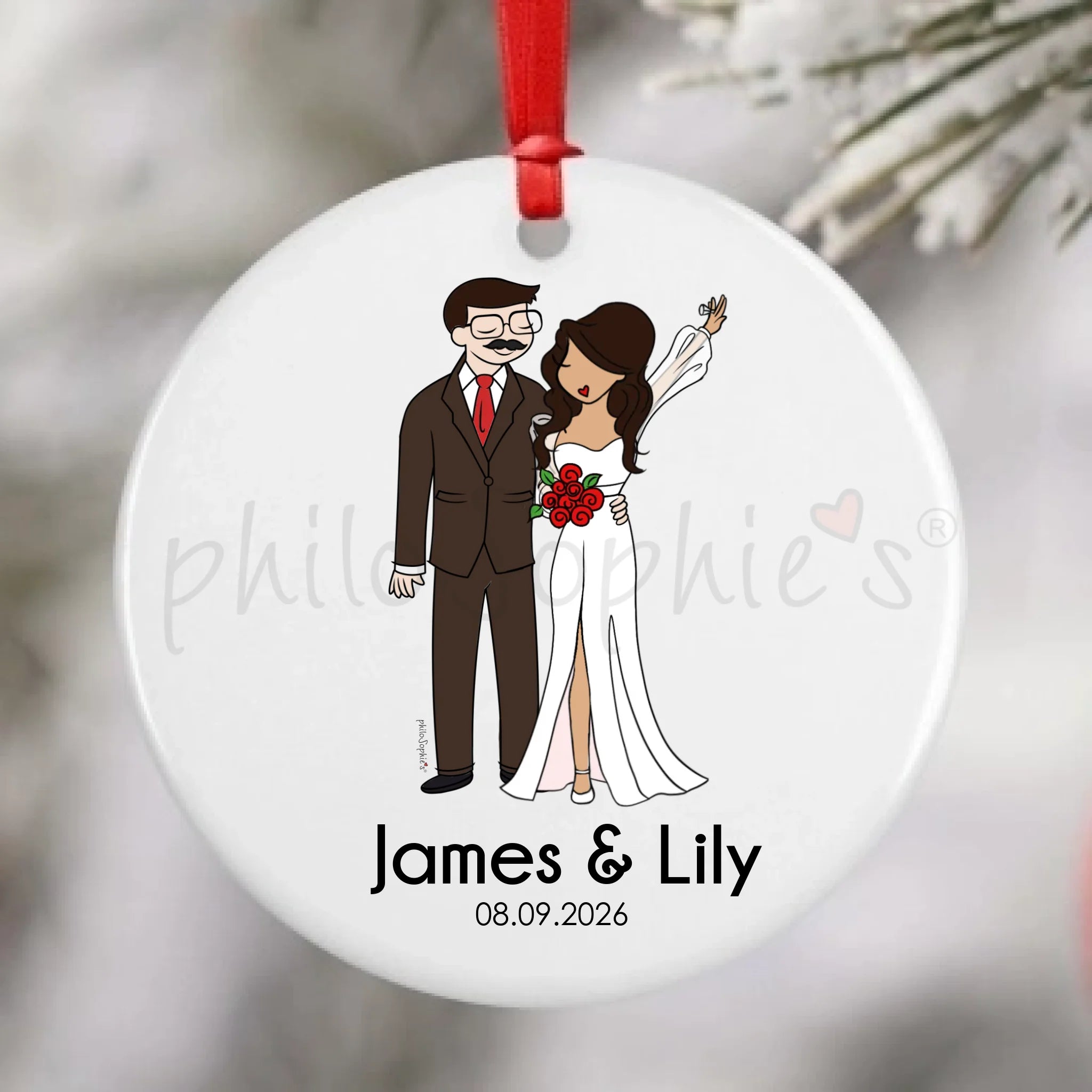 Personalized Porcelain Ornament - Wedding Couple - Mr. & Mrs Personalized Porcelain Ornament - Wedding Couple - Mr. & Mrs