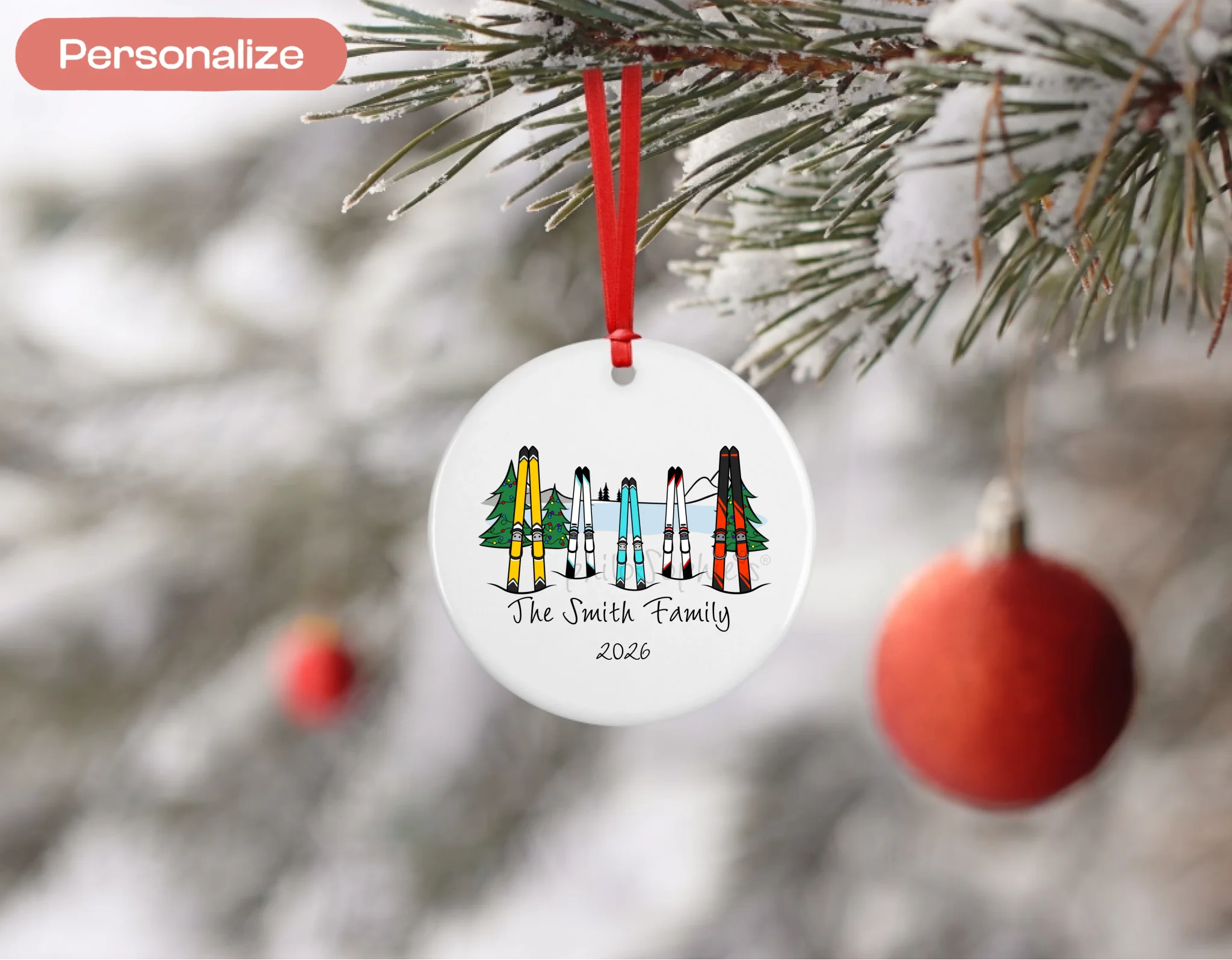 Porcelain Ornament - Skis