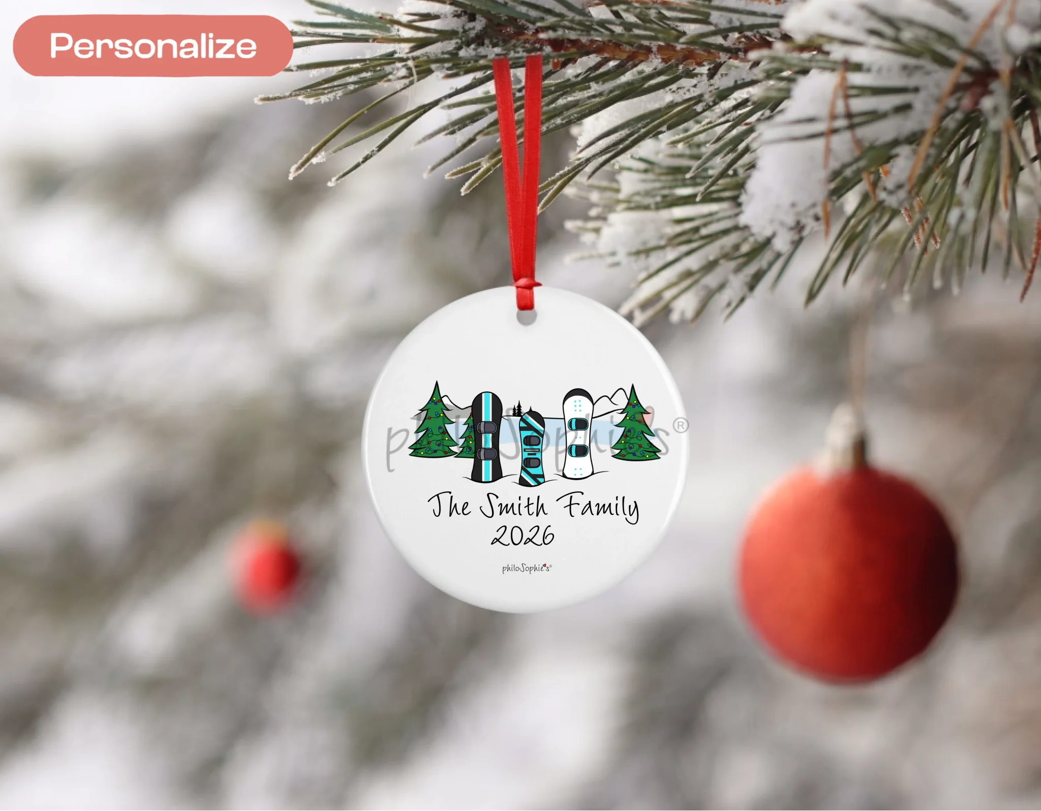 Porcelain Ornament - Snowboards