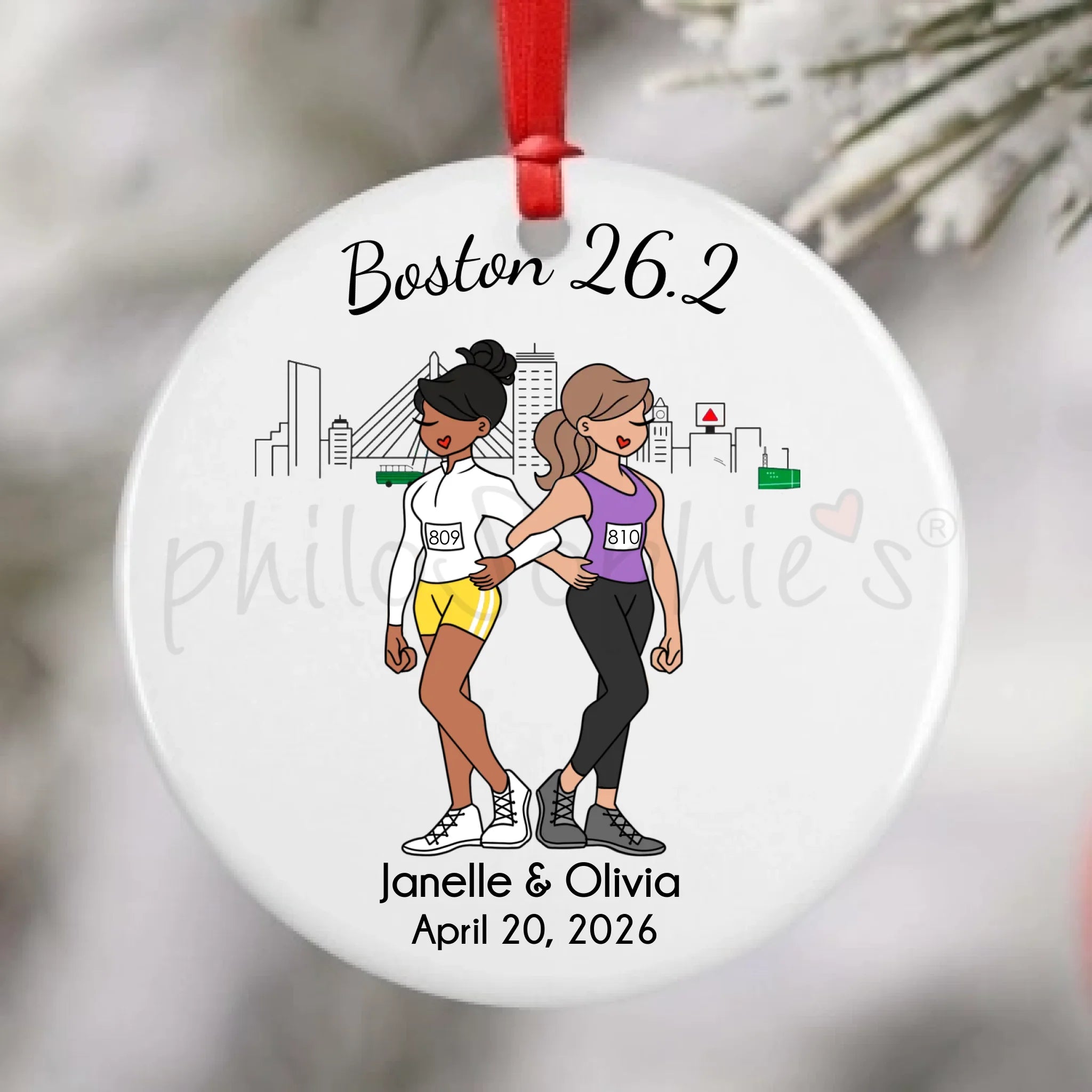 Personalized Porcelain Ornament - Boston 26.2