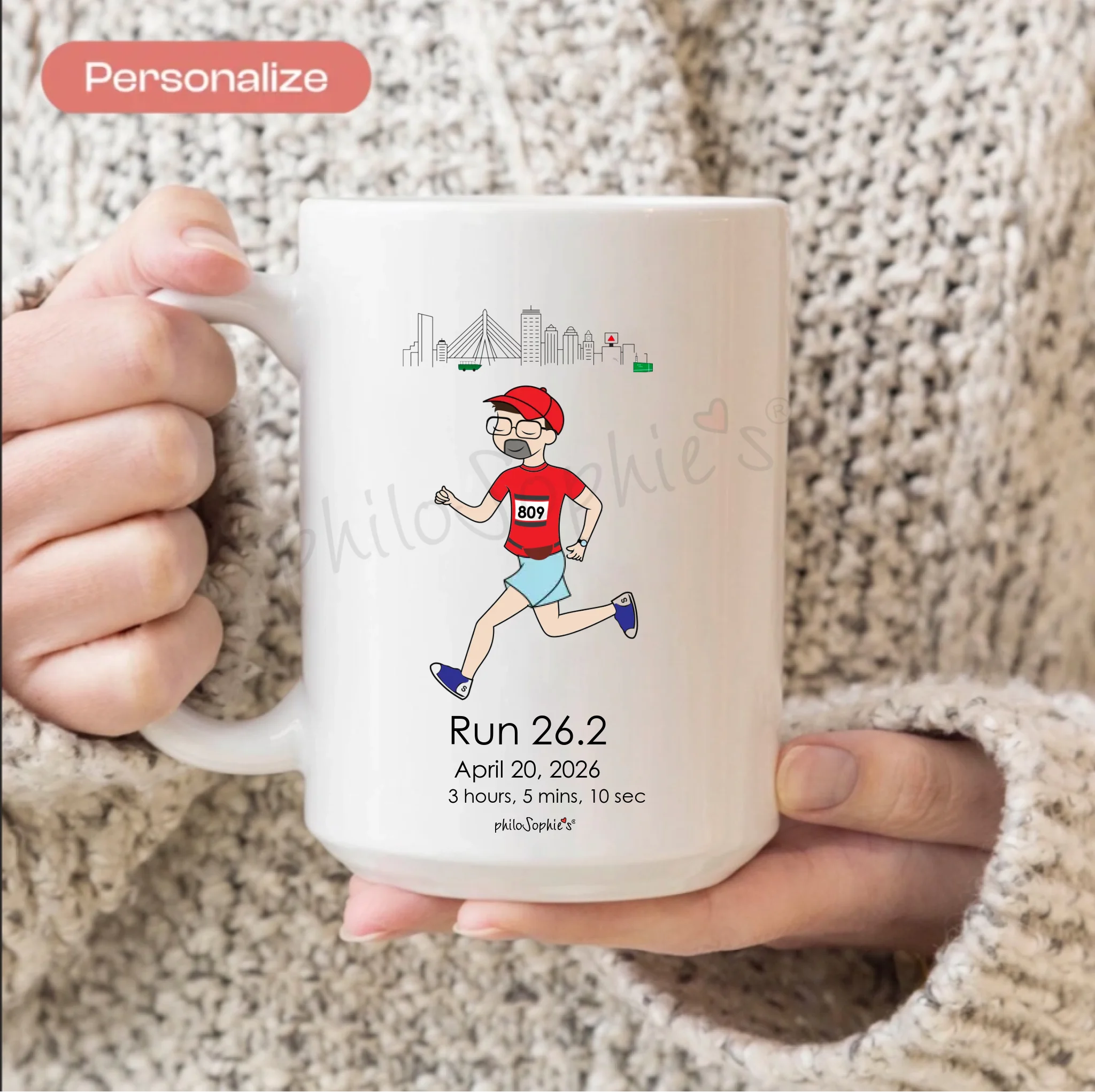 Personalized Ceramic Mug - Male Marathon Runner