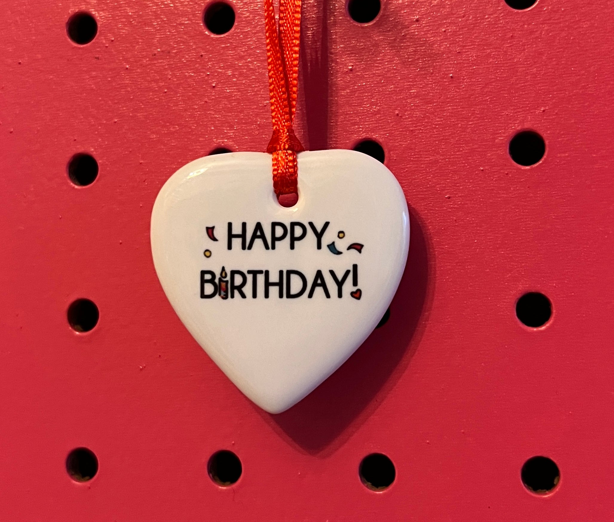 Happy Birthday Heart Tiny Porcelain Ornament