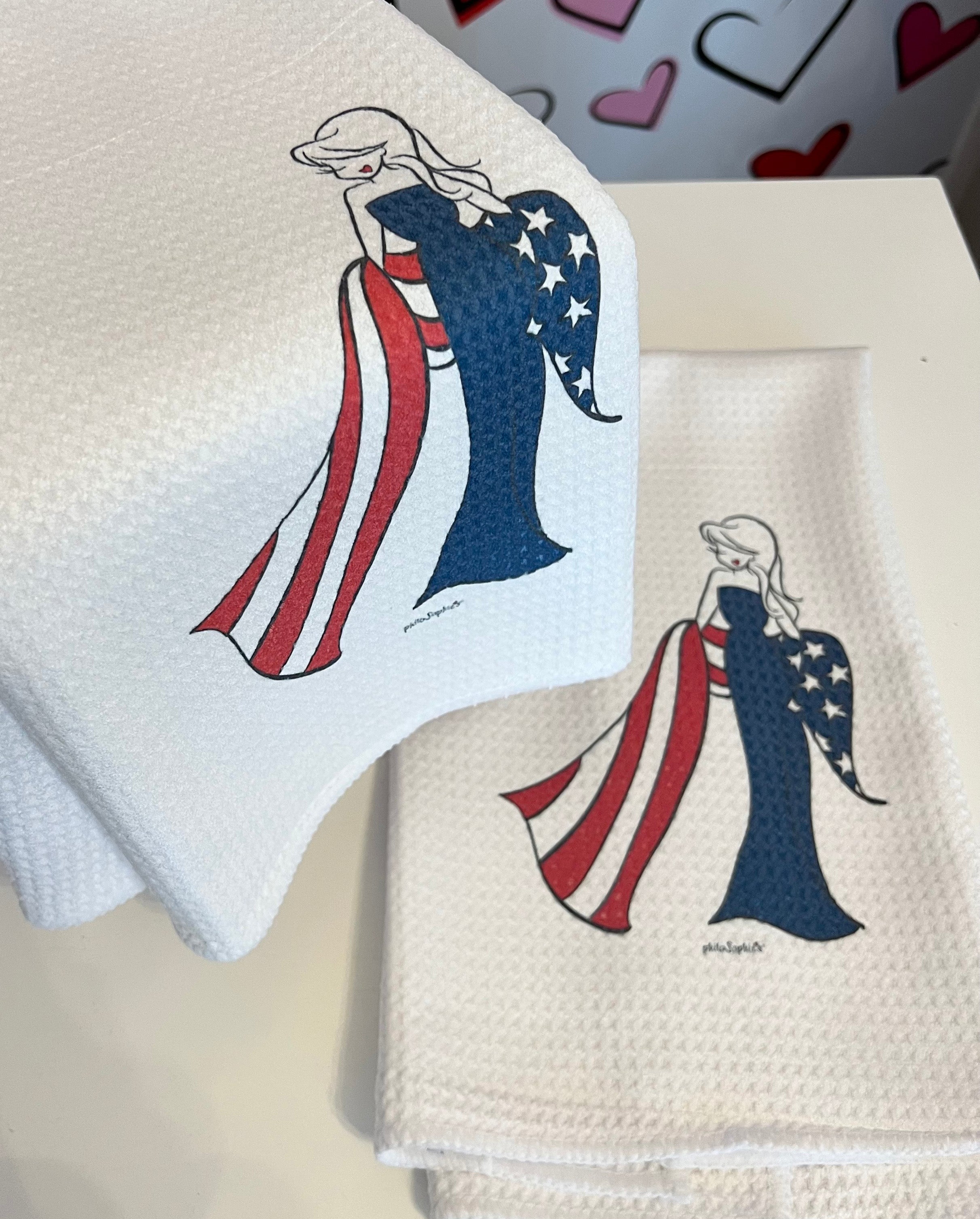 American Flag philoSophie's- Mug with Waffle Towel Gift Set