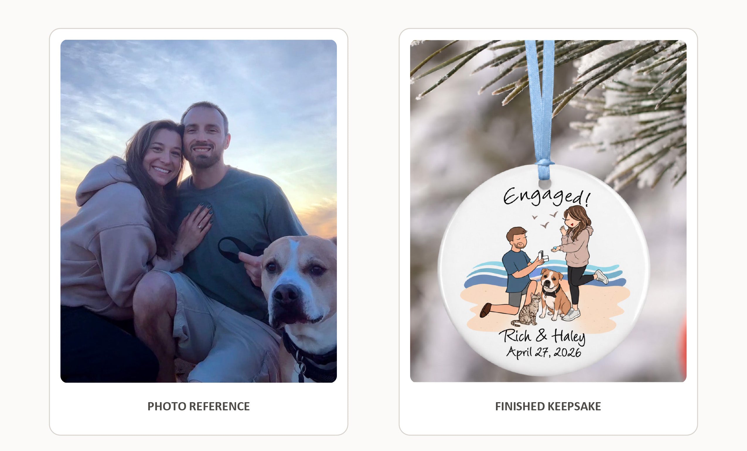 Custom Engagement or Wedding Ornament