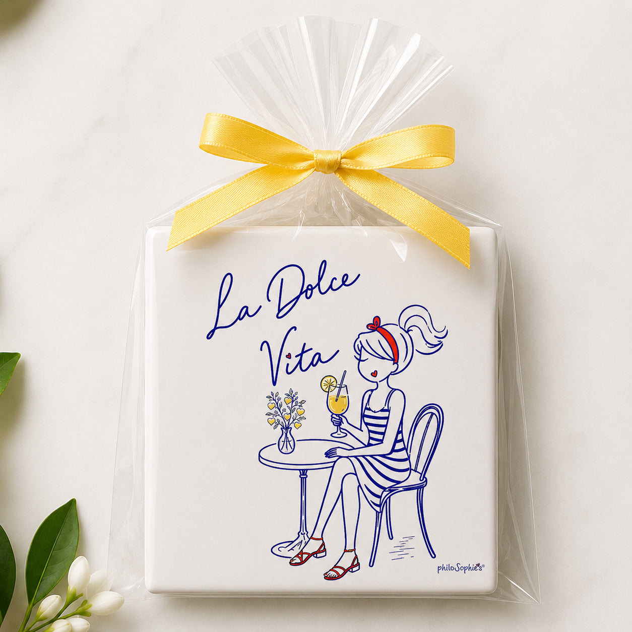 Little Joys of Italy Collection: La Dolce Vita Ceramic Tile Coaster