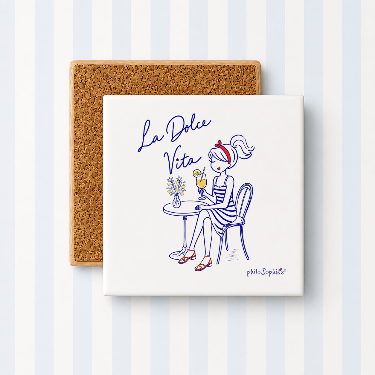 Little Joys of Italy Collection: La Dolce Vita Ceramic Tile Coaster