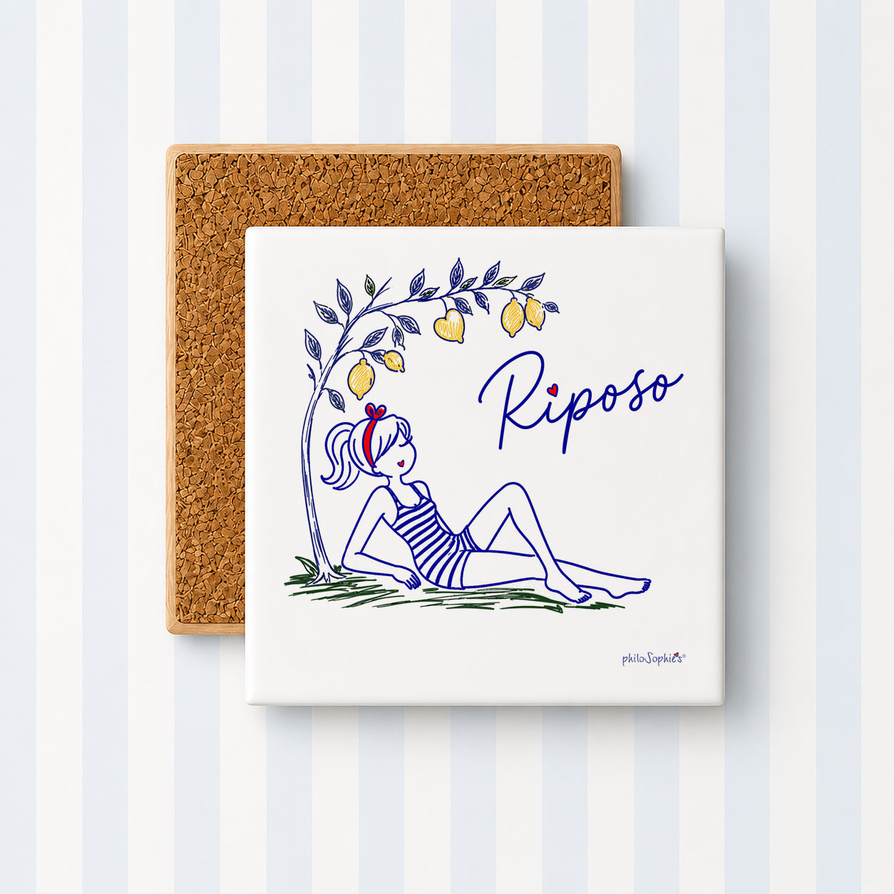 Little Joys of Italy Collection: Riposo Ceramic Tile Coaster