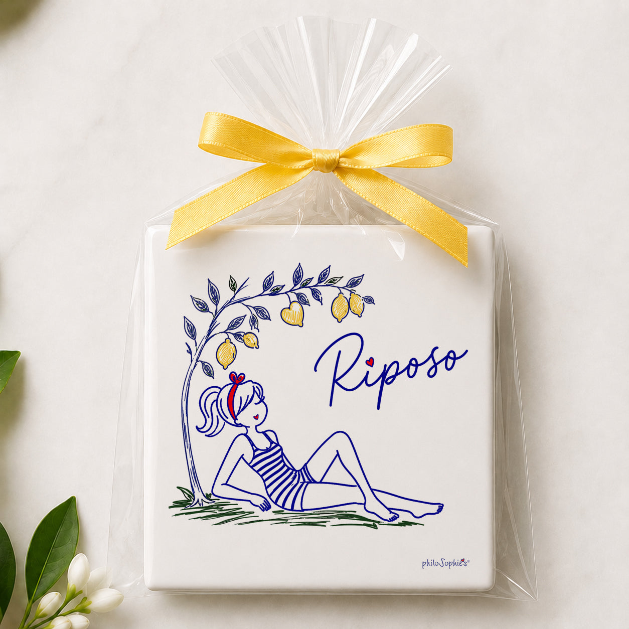 Little Joys of Italy Collection: Riposo Ceramic Tile Coaster