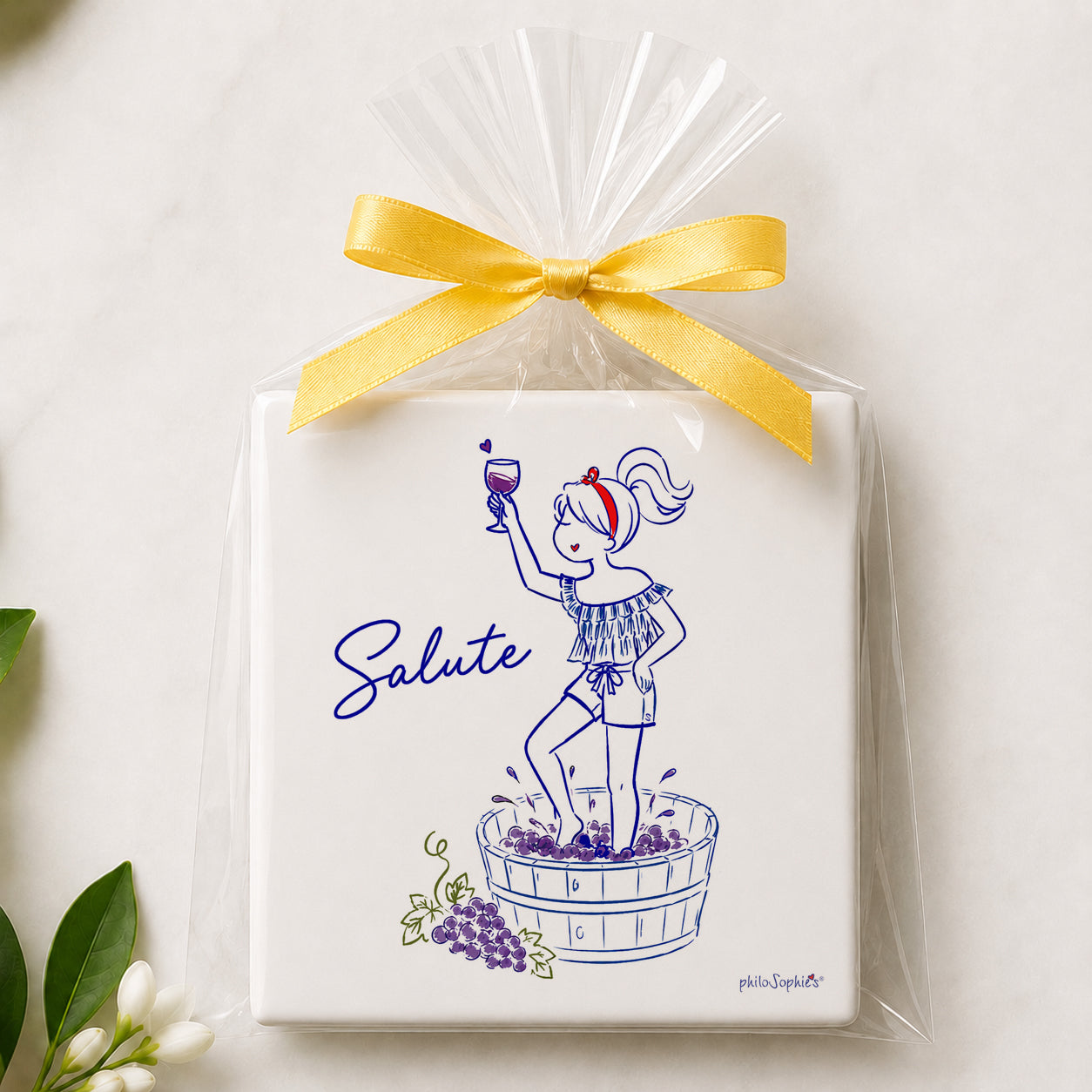 Little Joys of Italy CollectionL Salute Ceramic Tile Coaster