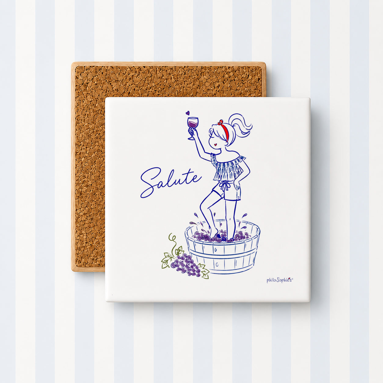 Little Joys of Italy CollectionL Salute Ceramic Tile Coaster