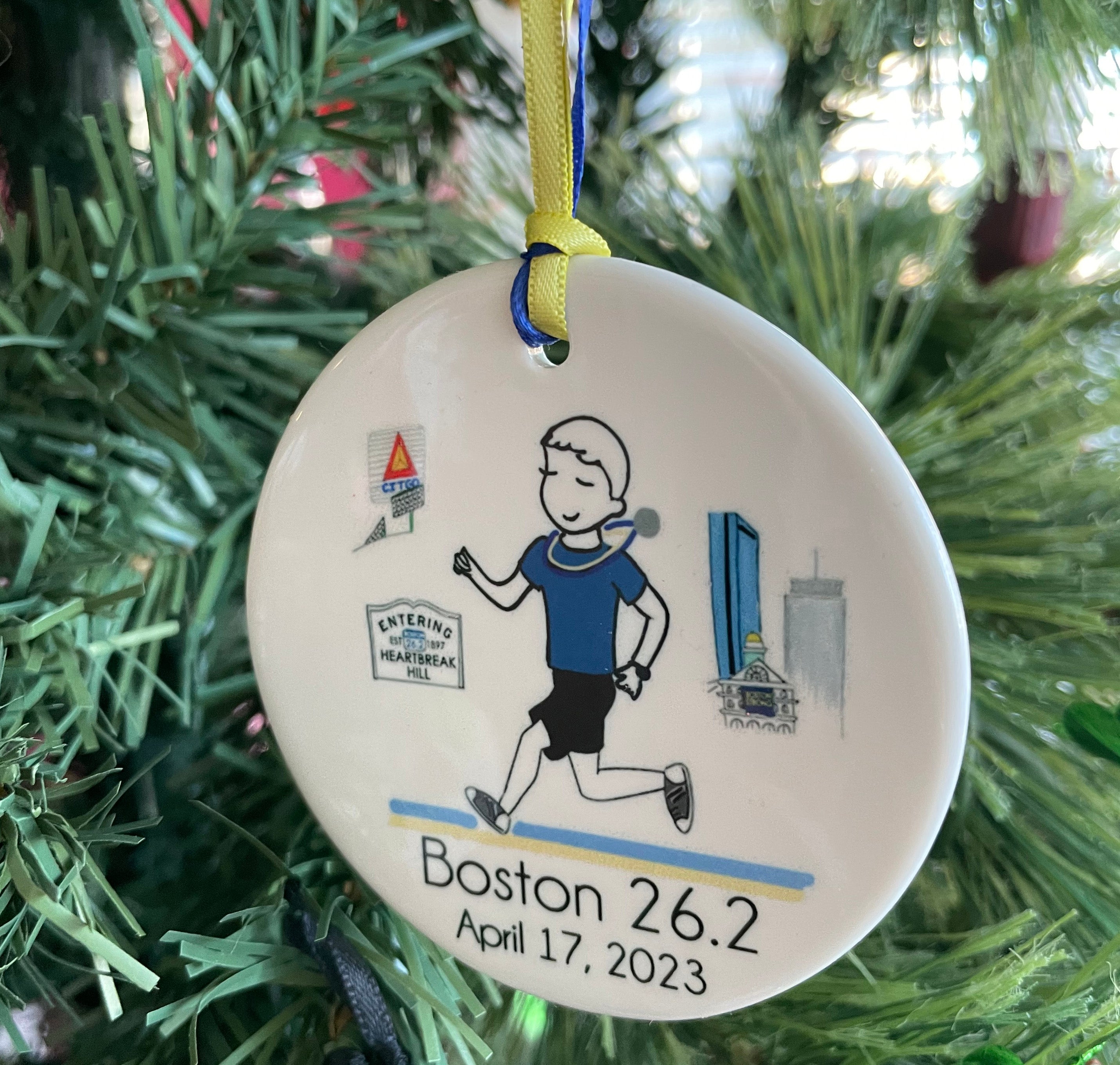 Boston 26.2 male Runner Ornament -2023