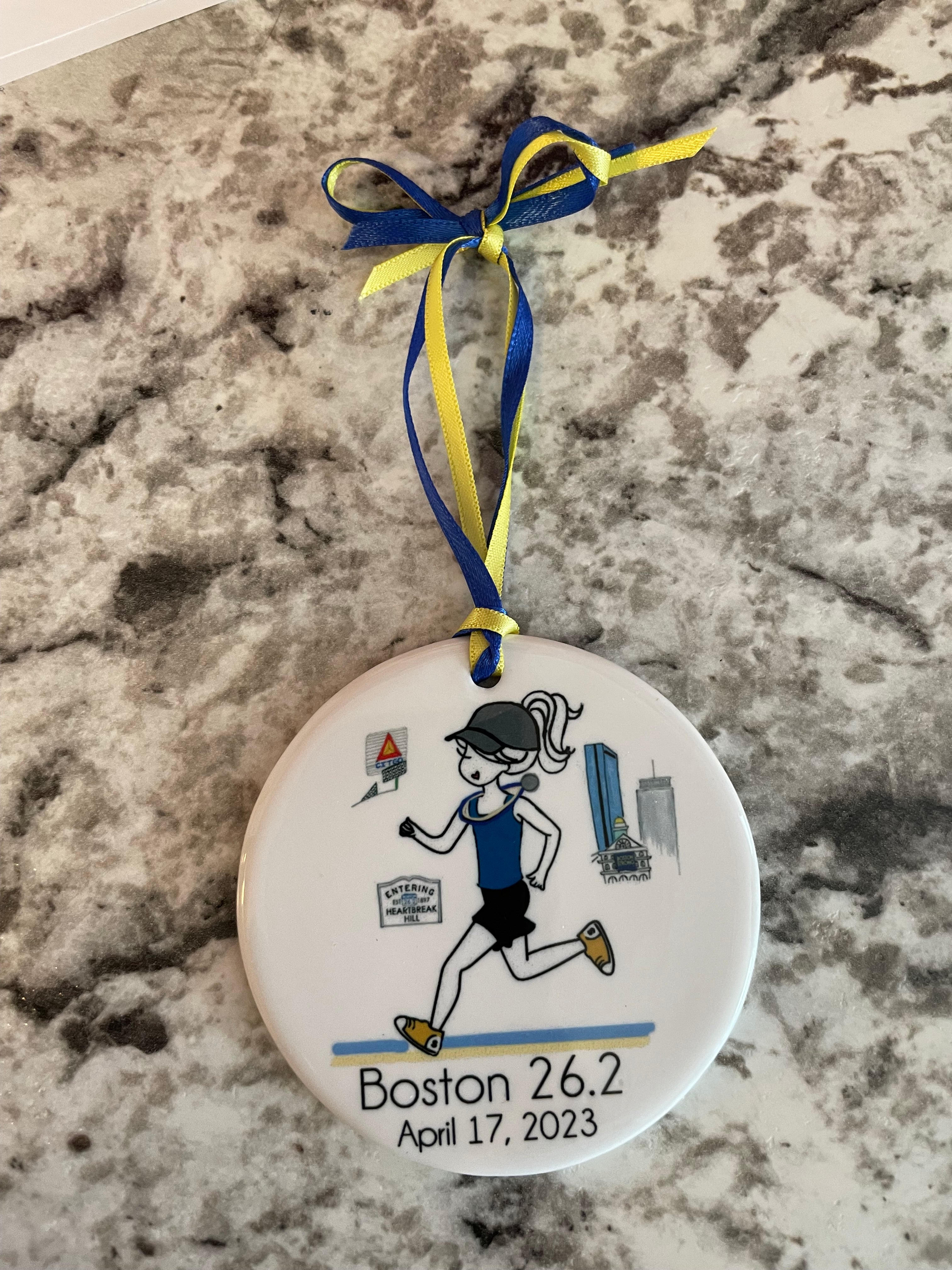 Boston 26.2 Female Runner Ornament -2023