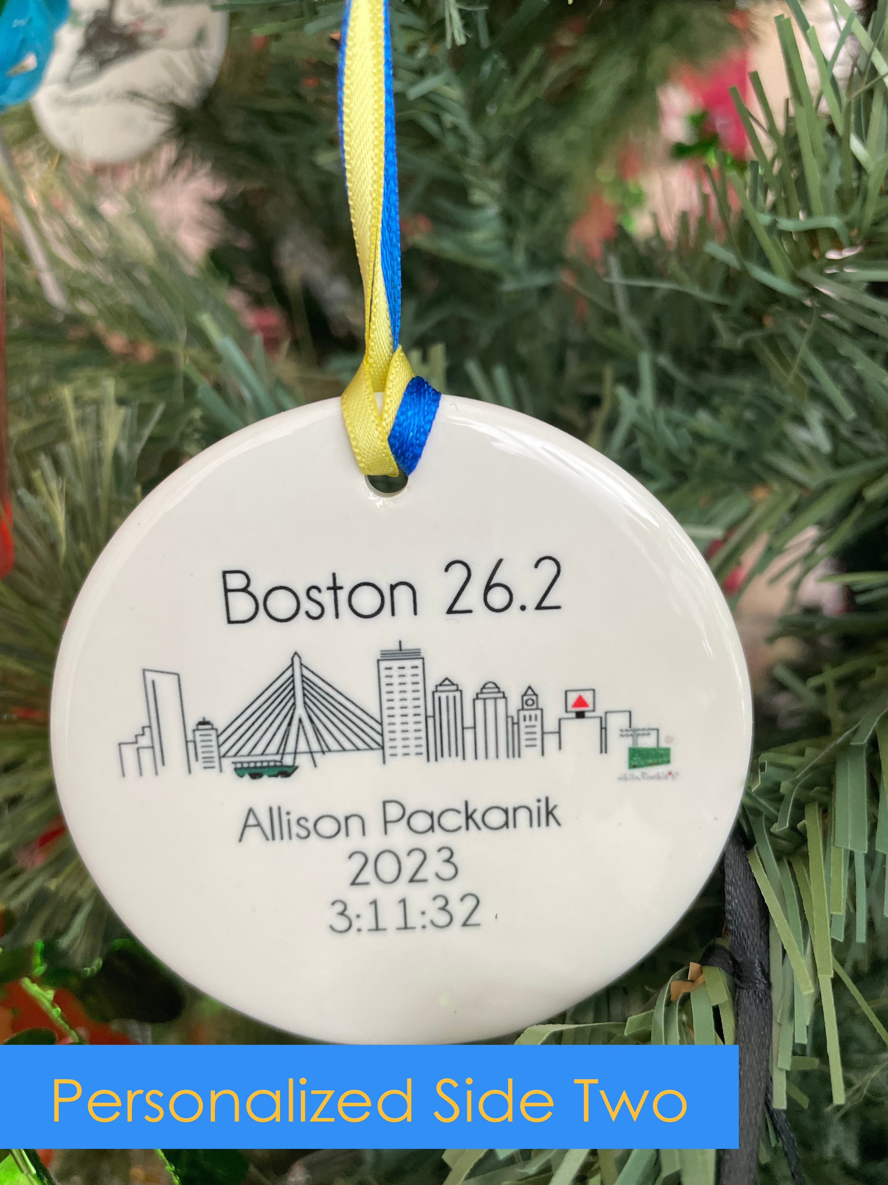 Boston 26.2 Female Runner Ornament -2023