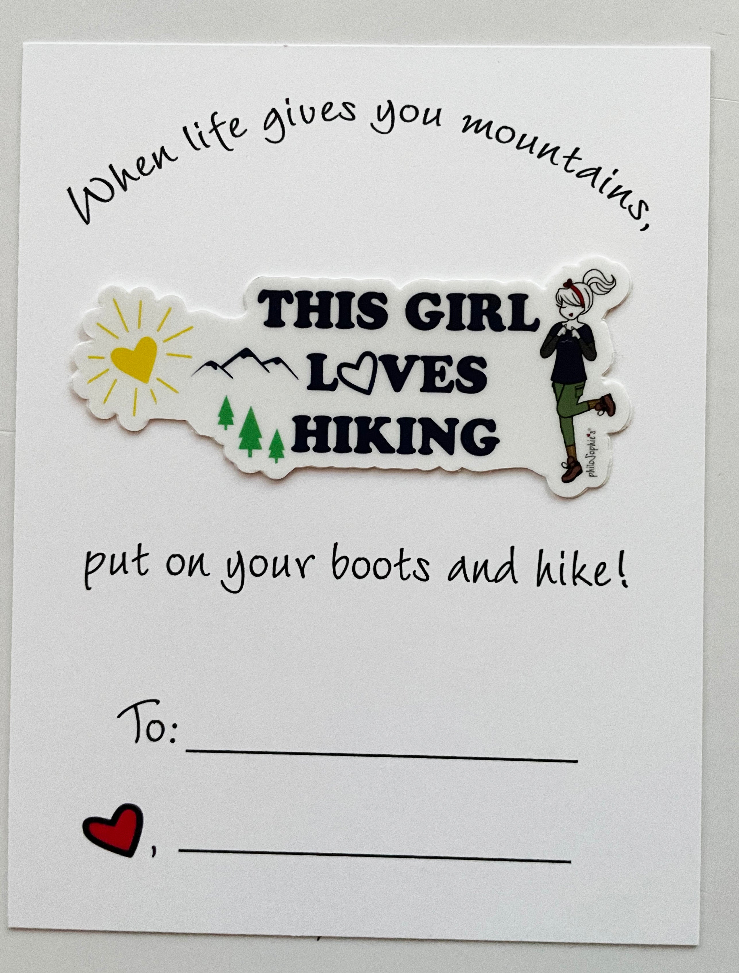 This Girl Loves Hiking Vinyl Sticker Greeting Card