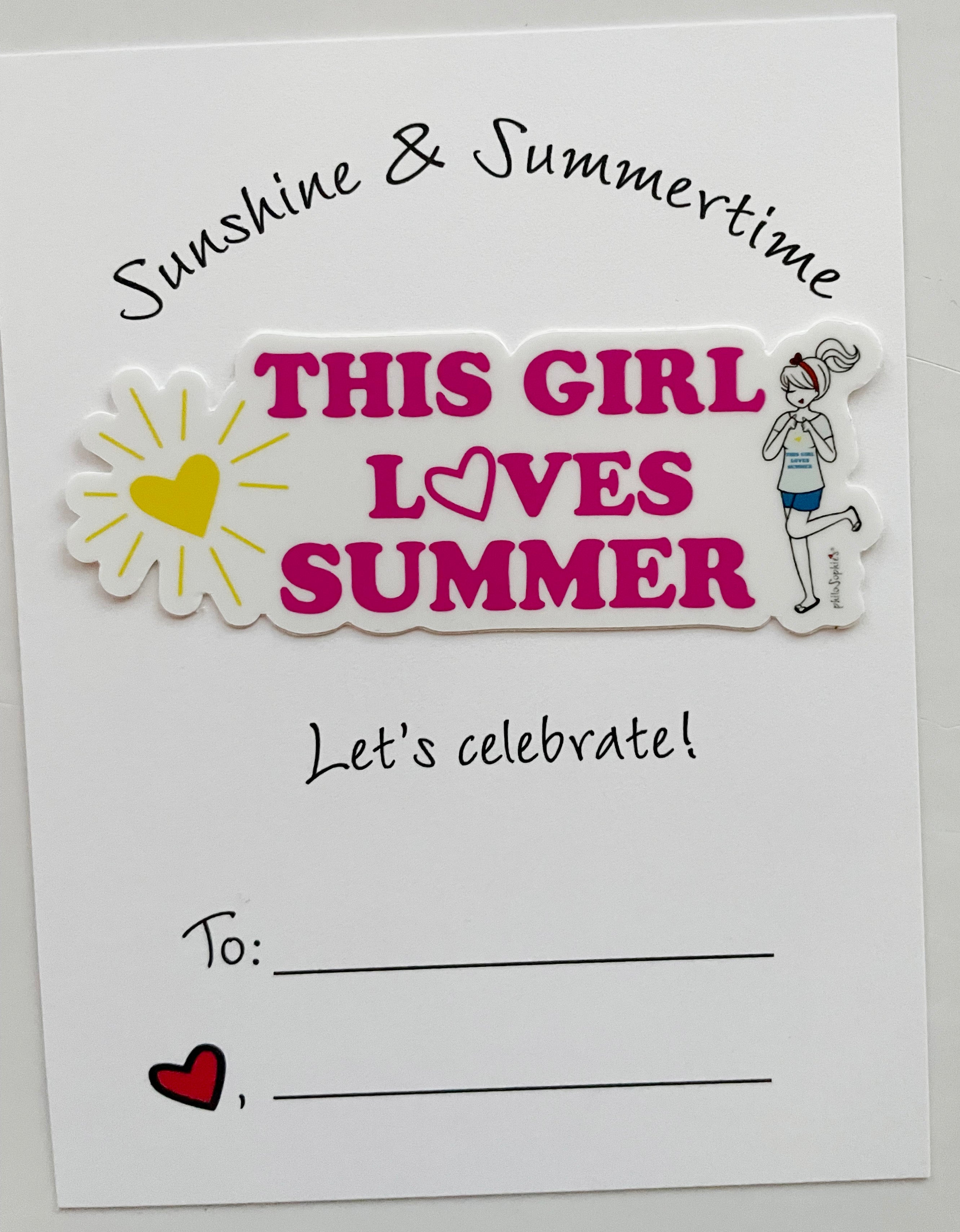 This Girl Loves Summer Vinyl Sticker Greeting Card