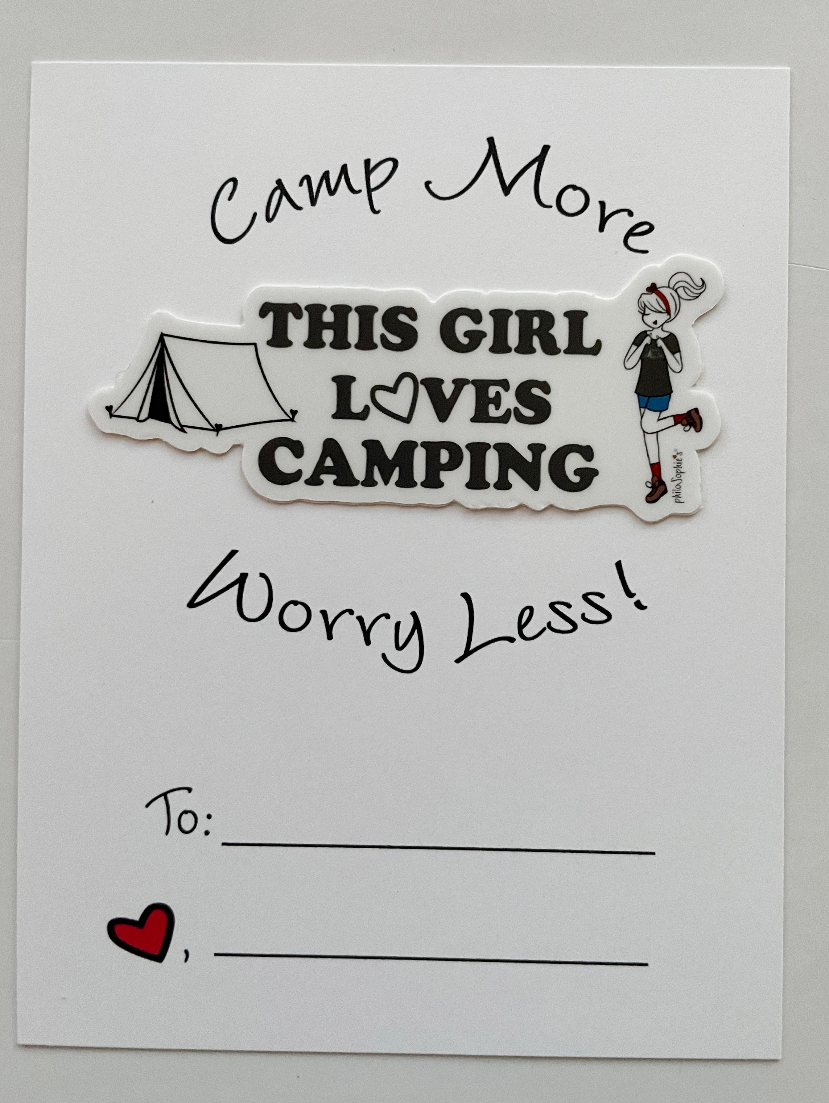 This Girl Loves Camping Vinyl Sticker Greeting Card