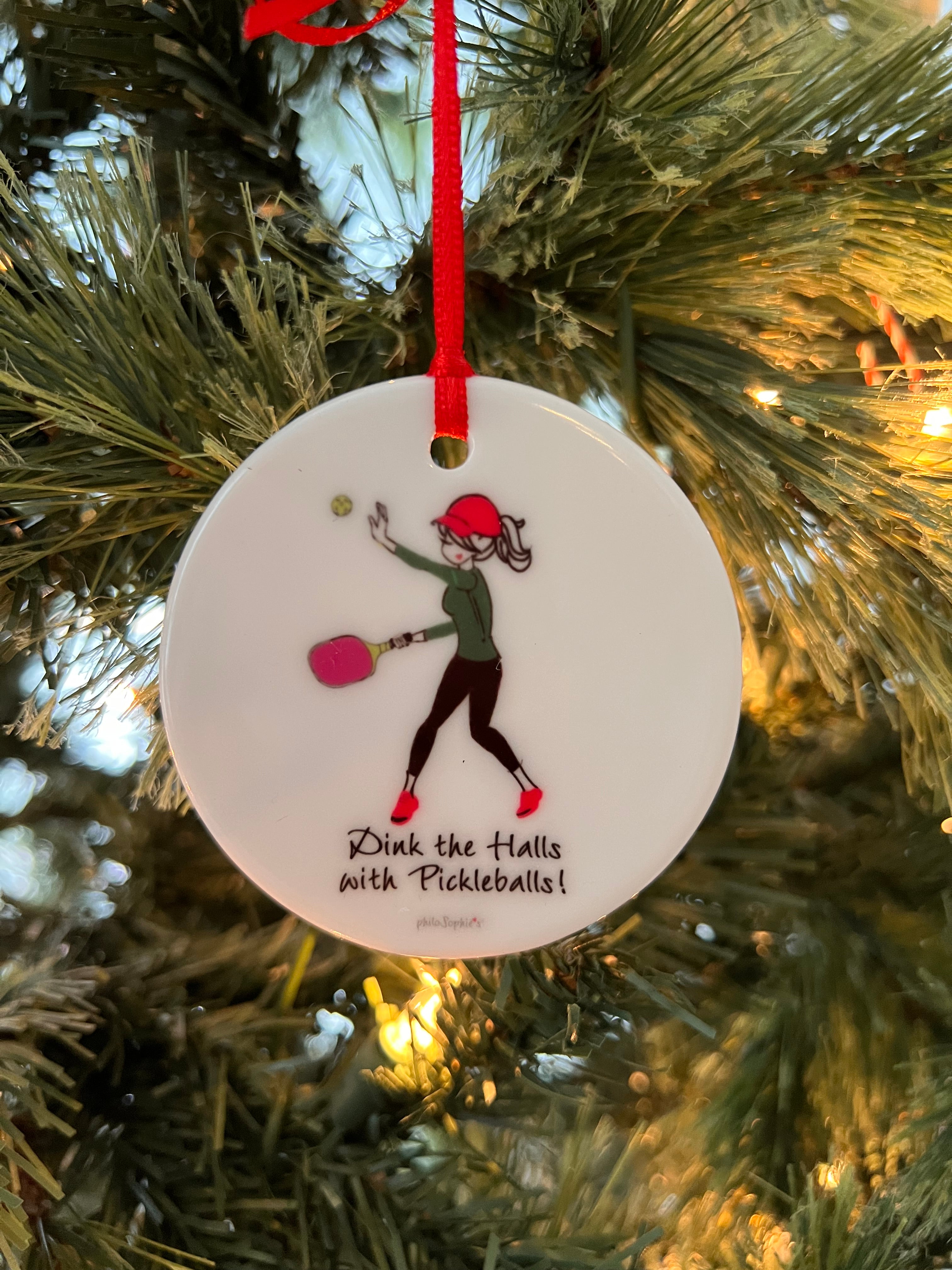 Dink the Halls, Pickleball - Female, Christmas Ornament