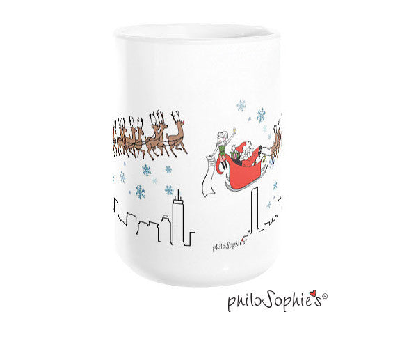 Sophie & Santa over the city mug - Boston - philoSophie's®