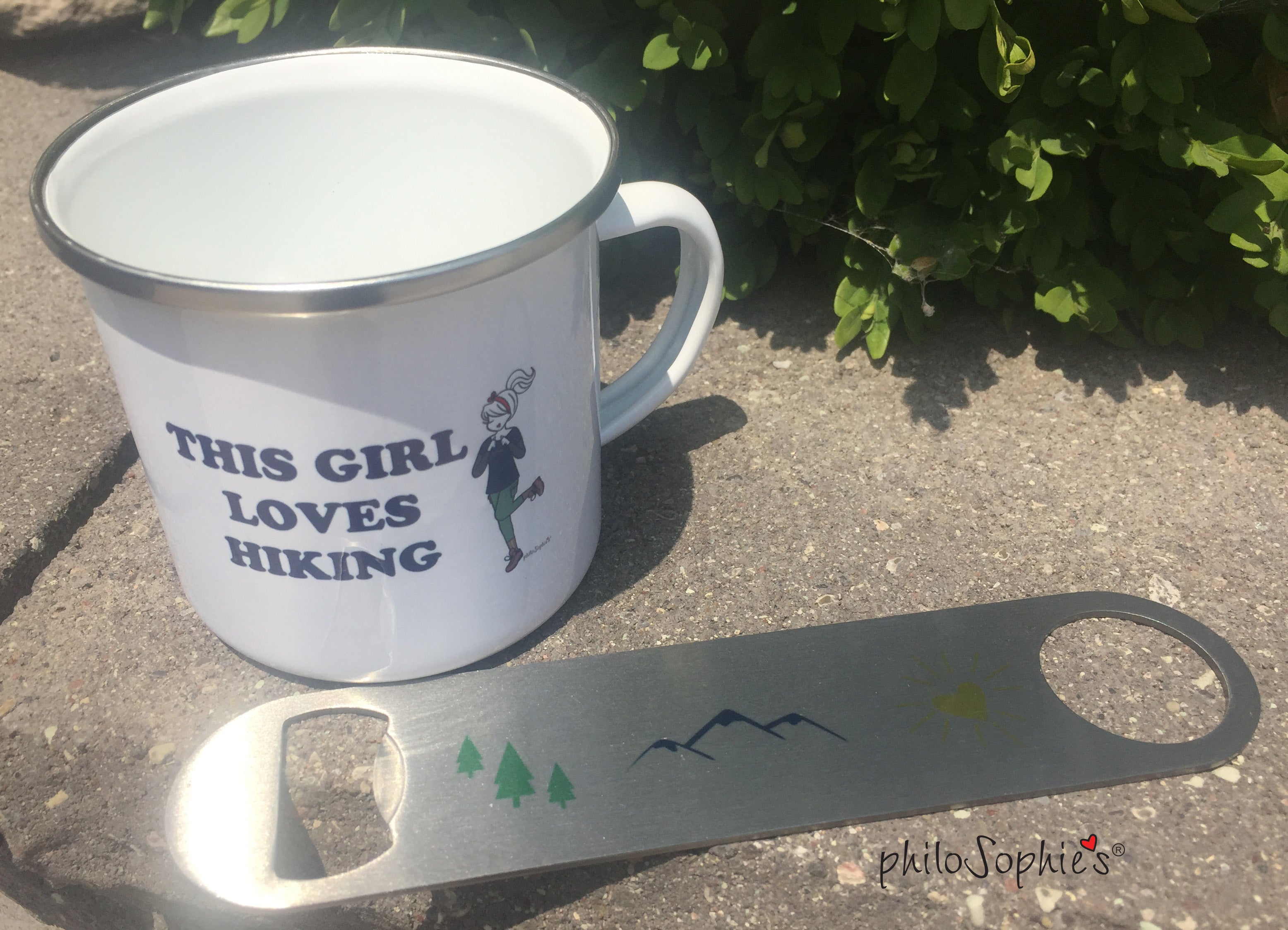 philoSophie's This Girl Loves Hiking Camp Cup & Bottle Opener Gift Set - philoSophie's®