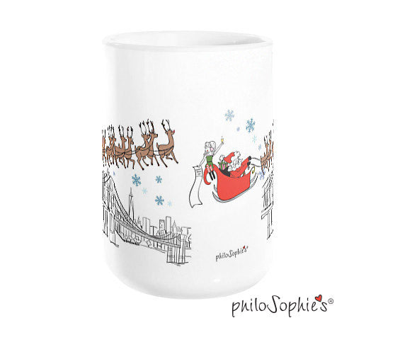 Sophie & Santa over the city mug - New York City - philoSophie's®