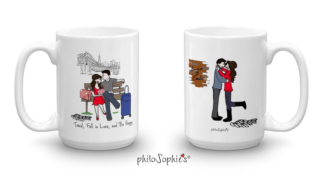 Travel, Fall in Love, Be Happy Mug Pair - philoSophie's®